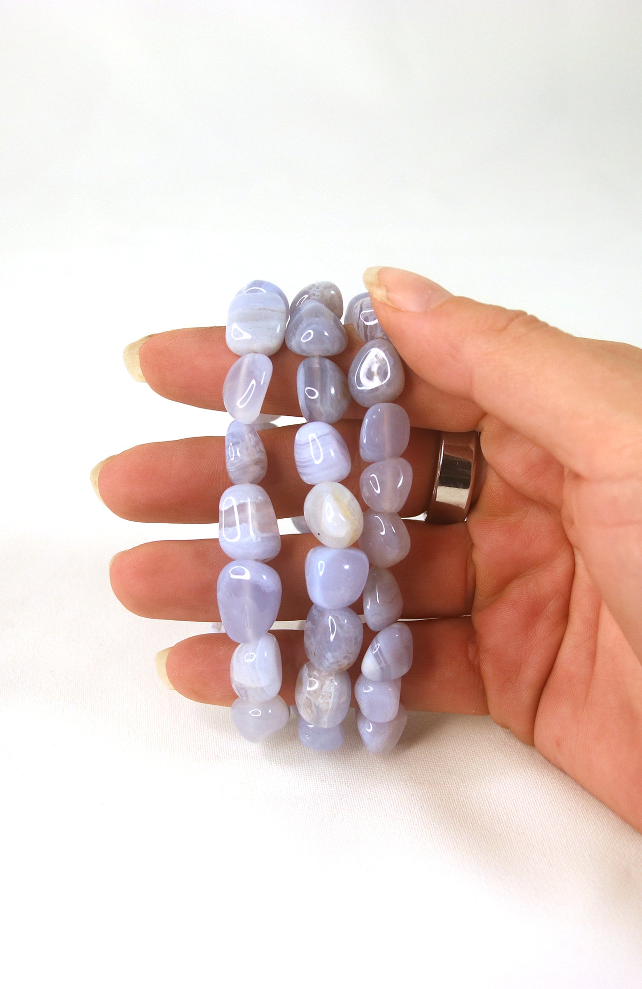 Blue Lace Agate Tumbled Stone Bracelet